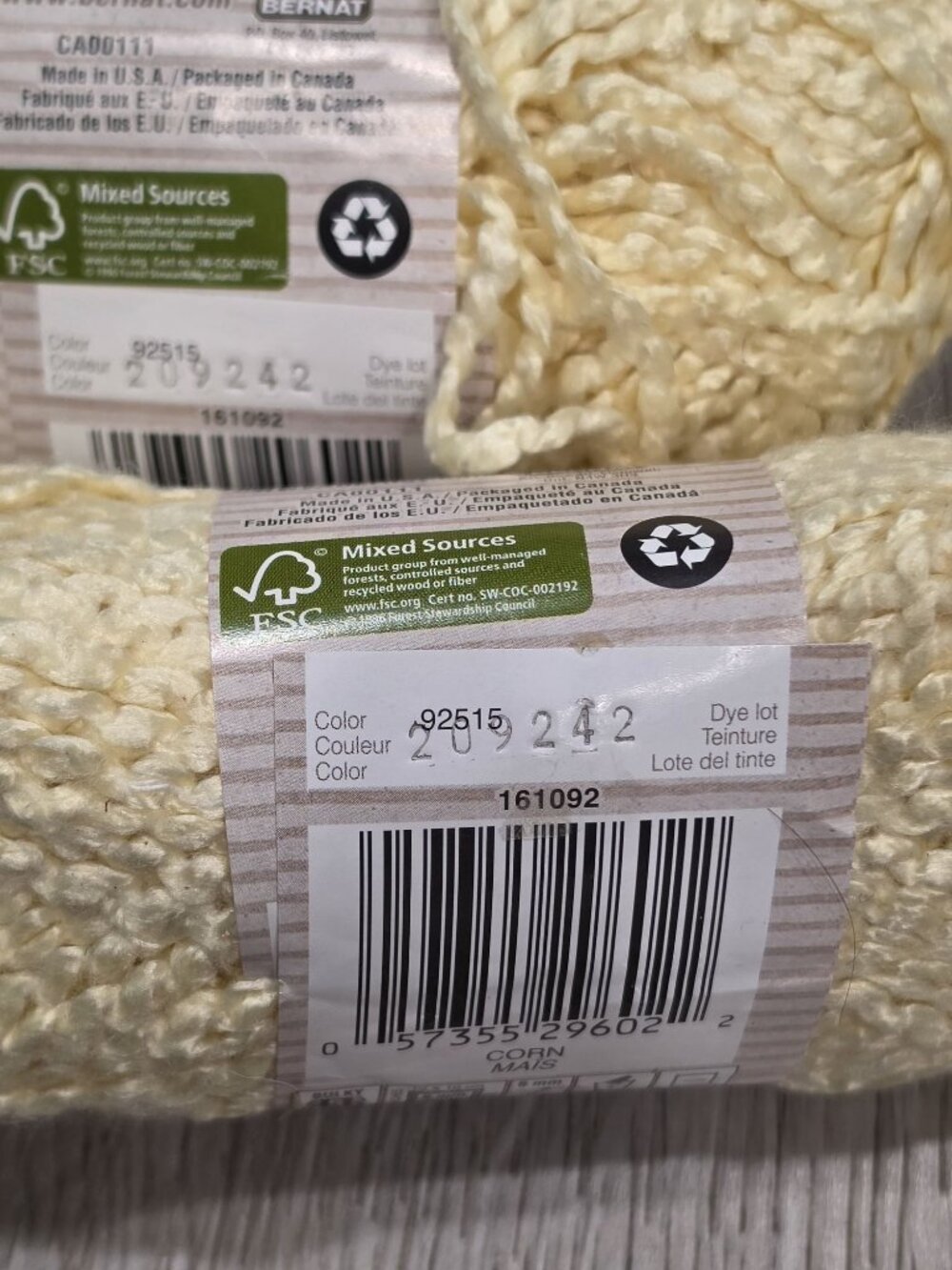 Bernat Bamboo Natural Blends Yarn Lot 10 Skeins Color Corn (209242) 60g/63 Yd ea - Picture 4 of 6